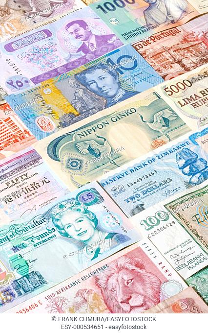 collection of various currencies from countries around the world