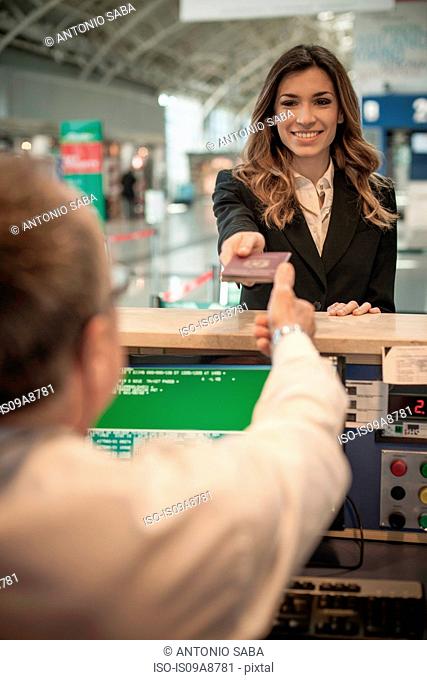 Businesswoman at airport check in area