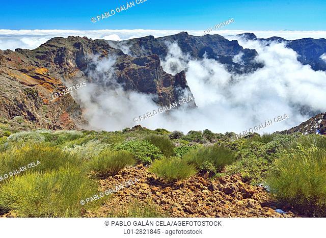 Summits of La Palma island from Caldera de Taburiente. Canary Island