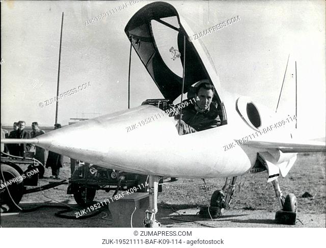 Nov. 11, 1952 - New Jet Pursuit Plane for French Air Force. OPS: The 'Deltaviet', the new French pursuit plane presented to the press at Bretigny Sur Orge