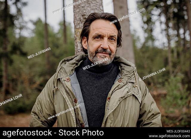 Mature hiker in the forest