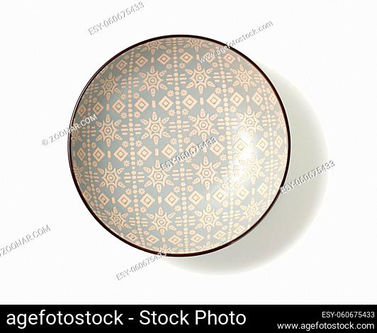 empty gray plate for on white isolated background, top view