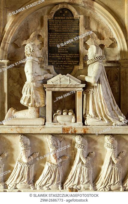 16th century funerary monument in the village church of St Mary in Friston, East Sussex, England