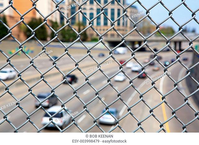 Highway Chain link fence up close