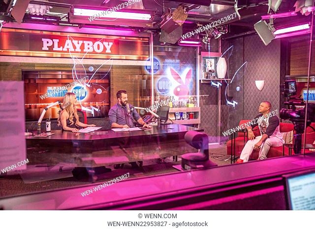 Dr. Dre's son, Rapper and Actor Curtis Young visits The Playboy Morning Show with hosts Andrea Lowell and Dan Cummins Curtis is also seen with fellow guest
