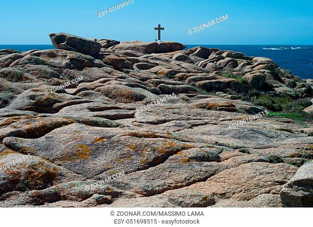 Death Coast with cross of  dead shipwrecked in Galicia