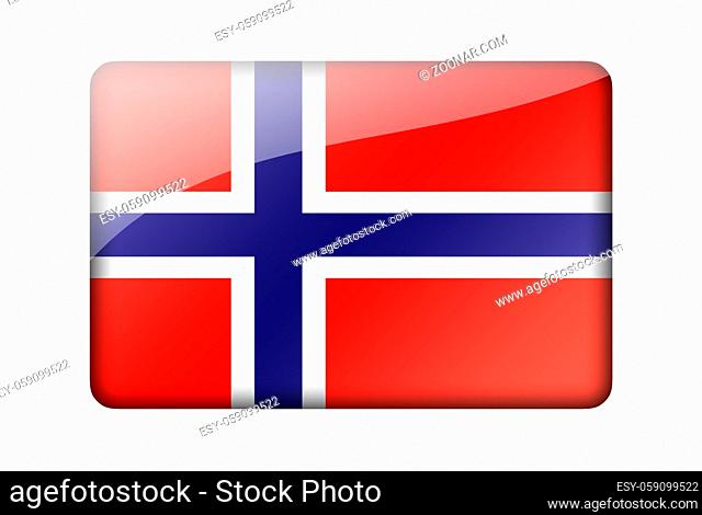 The Norwegian flag. Rectangular glossy icon. Isolated on white background