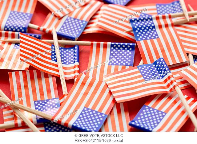 Close-up of small American flags