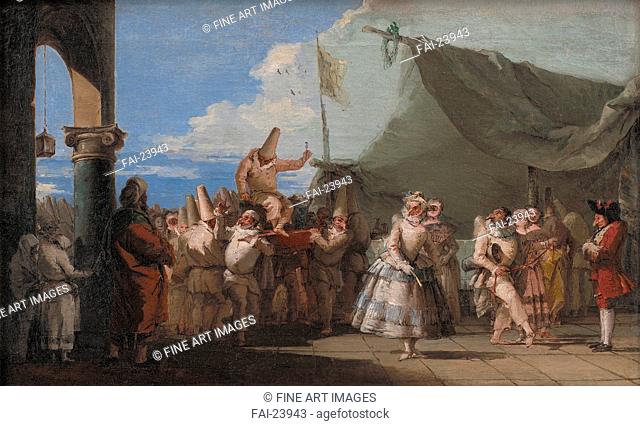 The Triumph of Pulcinella. Tiepolo, Giandomenico (1727-1804). Oil on canvas. Rococo. 1760-1770. Italy, Venetian School. Statens Museum for Kunst, Copenhagen