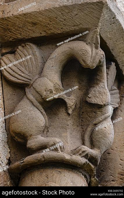 mystical butterflies, church of Santa María La Mayor, Romanesque, 12th century, Villacantid, Cantabria, Spain