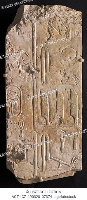Inscribed Relief, c. 2311-2281 BC. Egypt, Saqqara, Old Kingdom, Early Dynasty 6, 2311-2140 BC. Painted limestone; overall: 44.8 x 21