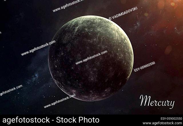 Mercury. Awesome quality planets of solar system. Perfect science image in 5K. Elements of this image furnished by NASA