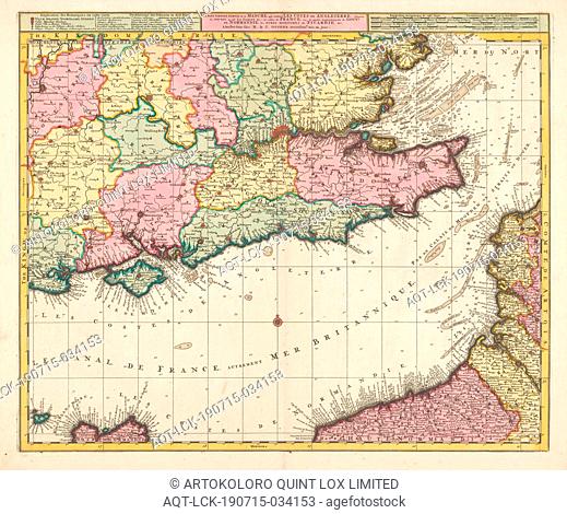 Cartography in the Netherlands, map of the Channel and the coasts of southern England and N. W. France, L.b. next to title legend, r.b