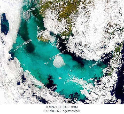 The clouds parted over the Bering Sea revealing the massive scale of this year's coccolithophorid bloom