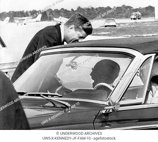 West Palm Beach, Florida: April 18, 1962.President Kennedy greets his father Joseph Kennedy at the West Palm Beach airport