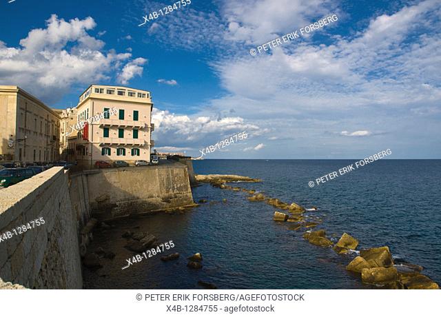 Hotel Livingstone along Via Nizza street by Ionian sea Ortigia island old town Syracuse Sicily Italy Europe