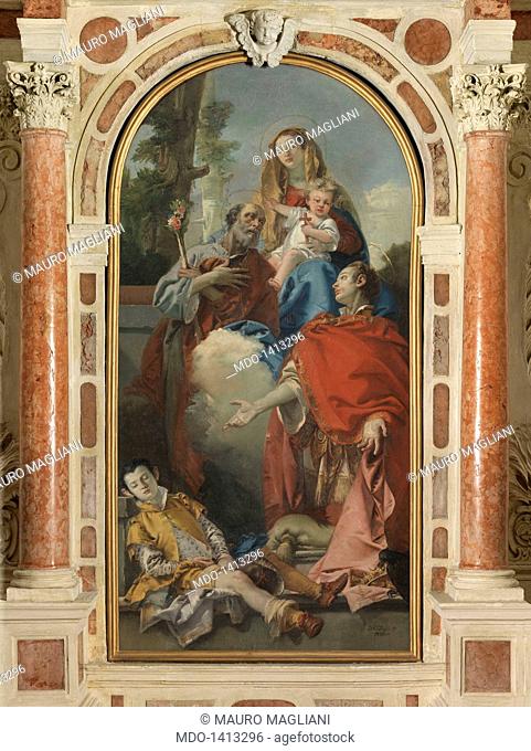 St. Oswald who Asks for the Healing of the Child, by Giandomenico Tiepolo, 1750, 18th Century, oil on canvas. Italy, Veneto, Treviso, Merlengo, parish church
