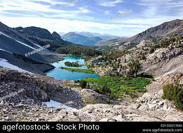 view north to Barney Lake from Duck Pass in the John Muir Wilderness