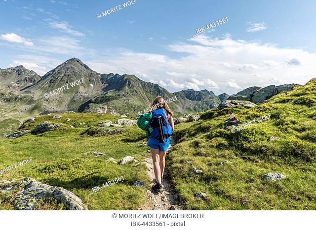 Hiker on a trail, Schladming Tauern, Schladming, Styria, Austria