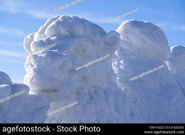 exhibition of ice statues in Pustevny in covid time (CTK Photo/Ondrej Zaruba)