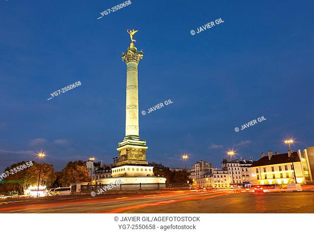 Liberty column, Bastille square, Paris, Ile-de-france, France
