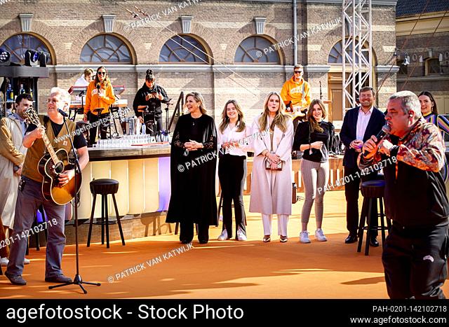 King Willem-Alexander, Queen Maxima, Princess Amalia, Princess Alexia and Princess Ariane attend the Kingsday Streamers concert in The Hague, The Netherlands