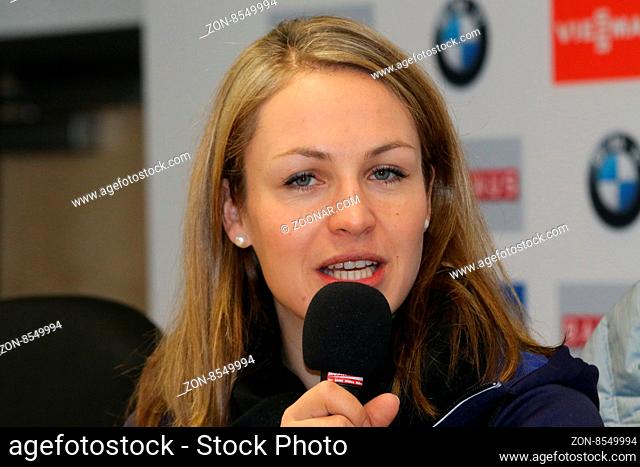 Pressekonferenz mit Magdalena Neuner IBU Weltcup Ruhpolding 2016 - Staffel Frauen