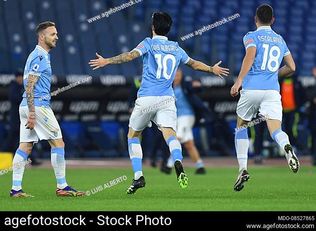 Lazio footballer Luis Alberto celebrating after score the goal during the match Lazio-Roma in the olympic stadium. Rome (Italy), January 15th, 2021