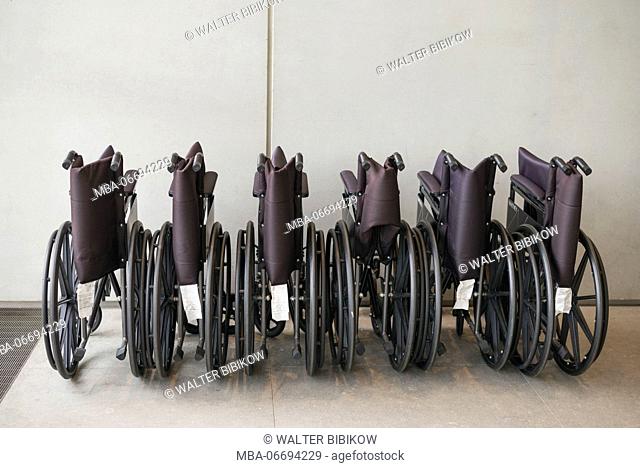 USA, New York, New York City, Lower Manhattan, The Whitney Museum, wheelchairs