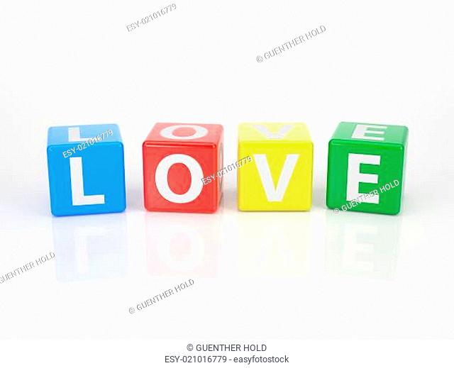 Love out of multicolored Letter Dices