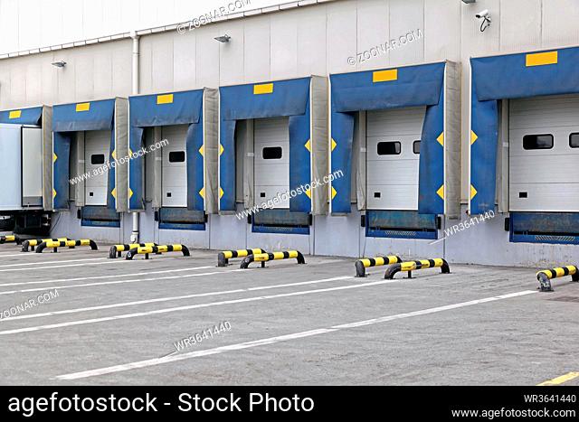 Loading Ramp Cargo Doors at Distribution Center Warehouse