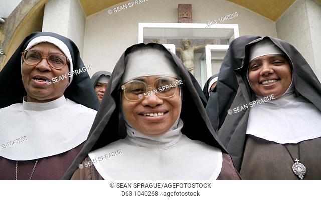 Sisters in their grotto, Saint Michael's Adoration Monastery of the Poor Calres of Perpetual Adoration, Mymensingh, Bangladesh