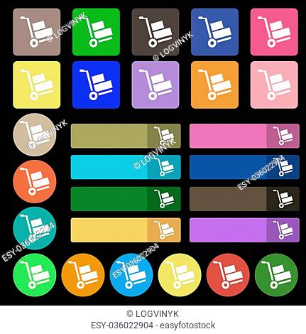 Loader icon sign. Set from twenty seven multicolored flat buttons. Vector illustration