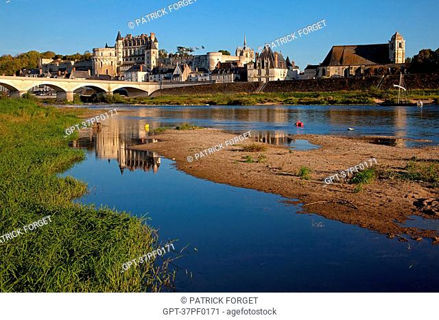 THE BANKS OF THE LOIRE SEEN FROM LA CROIX SAINT-JEAN ISLAND, VIEW OF THE SAINT FLORENTIN CHURCH, THE ROYAL CHATEAU AND THE TOWN OF AMBOISE, INDRE-ET-LOIRE 37