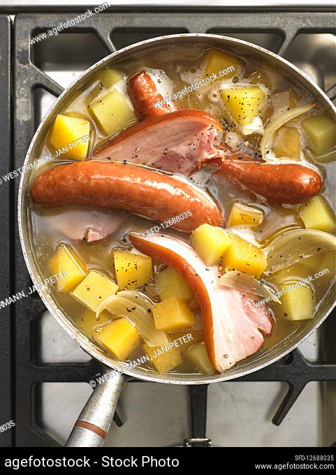 Grandma's turnip stew with sausages and bacon
