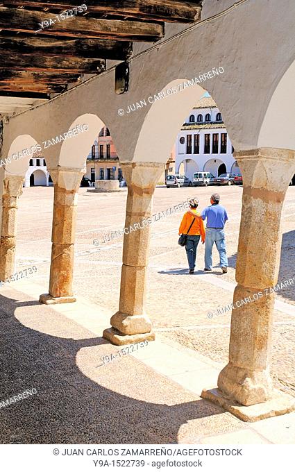Plaza Mayor, big square at Garrovillas and bikes, Caceres, Extremadura, Spain 3