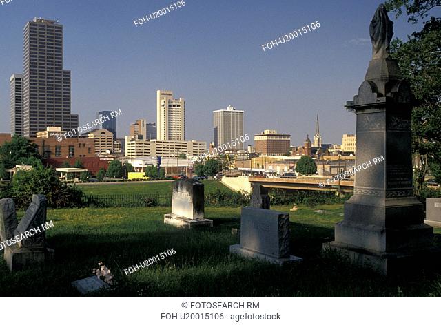 Little Rock, skyline, AR, Arkansas, Downtown skyline of Little Rock from Mount Holly Cemetery