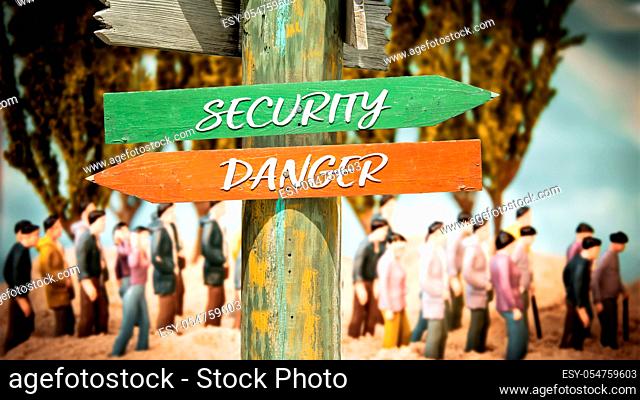 Street Sign the Direction Way to Security versus Danger