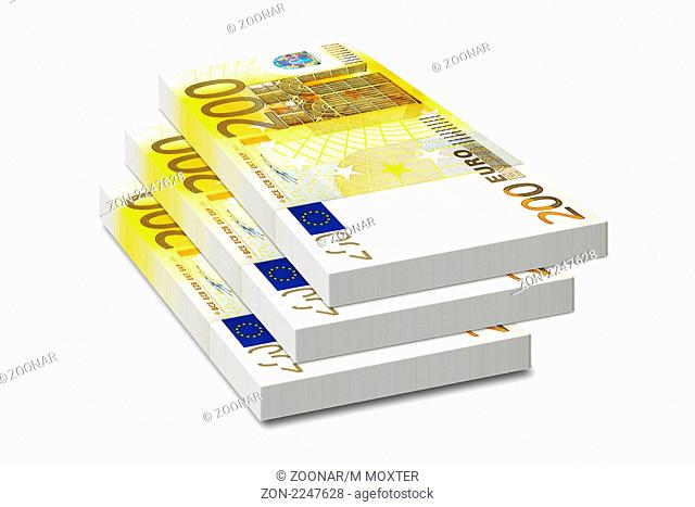 Bündel mit Geldscheinen 200 EUR - Noten, Banknoten, Währung, EURO, Europa, Bundles of bank notes 200 EUR - notes, bank notes, currency, EURO, Europe