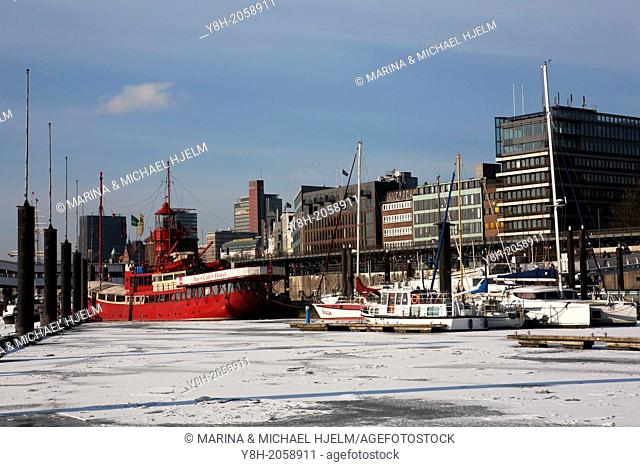 Fire Ship at Hamburg Harbour; Deutschland; Germany