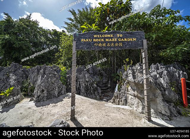 Paku Rock Maze Garden, Bau, Sarawak, East Malaysia, Borneo It is an outdoor garden park featuring artificial rocks, plants, and other terrains, a pool, a pond