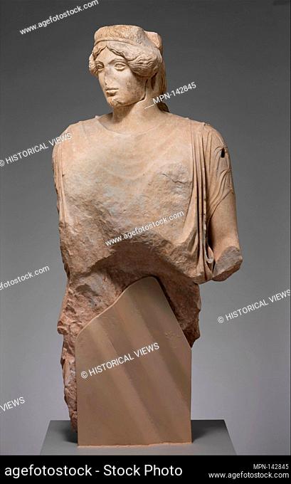 Upper part of a marble statue of a woman. Period: Imperial; Date: 1st-2nd century A.D; Culture: Roman; Medium: Marble, Pentelic; Dimensions: H
