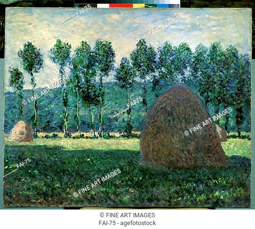 Haystack in Giverny. Monet, Claude (1840-1926). Oil on canvas. Impressionism. 1884-1889. State A. Pushkin Museum of Fine Arts, Moscow. 64, 5x87