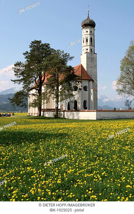 St. Coloman church near Fussen, Allgaeu region, Bavaria, Germany, Europe