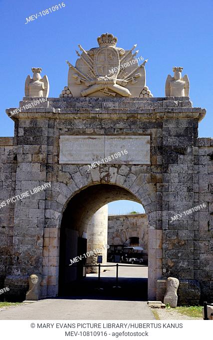 SPAIN, Balearic Islds., Menorca, La Mola: Entrance to the Fortaleza La Mola
