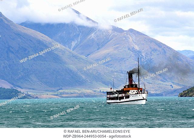 QUEENSTOWN, NZ - JAN 16:TSS Earnslaw on Jan 16 2014.It's one of the oldest tourist attractions in Otago and the only remaining commercial passenger coal-fired...