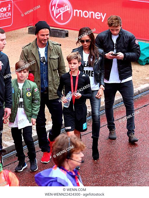 Virgin Money London Marathon 2015 Featuring: David Beckham, Brooklyn Beckham, Victoria Beckham, Cruz Beckham, Romeo Beckham Where: London