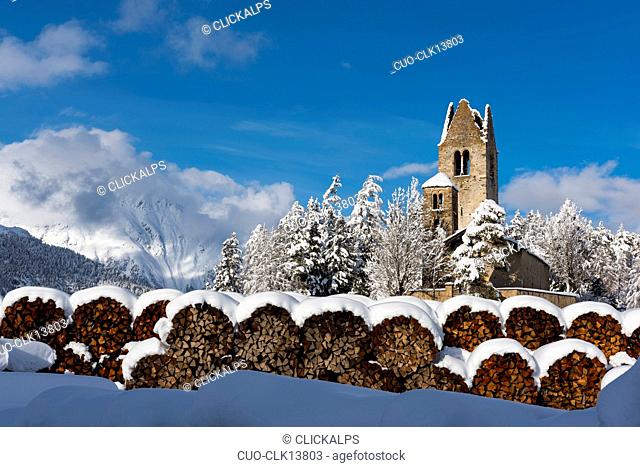 Church San Gian, Celerina, Engadine, Canton of Grisons (Graubunden), Switzerland, Europe