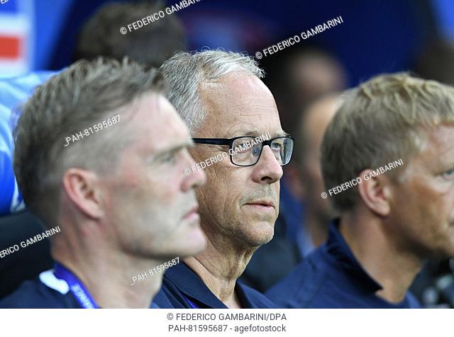 Coach Lars Lagerback of Iceland prior to the UEFA EURO 2016 Round of 16 soccer match between England and Iceland at Stade de Nice in Nice, France, 27 June 2016