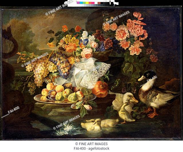 Still life with Fruits and Ducks. Morosini, Francesco (Mid of 17th cen. ). Oil on canvas. Baroque. Mid of 17th cen. . M. Kroshitsky Art Museum, Sevastopol